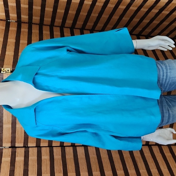 Talbots linen blue/green blazer - Picture 1 of 7